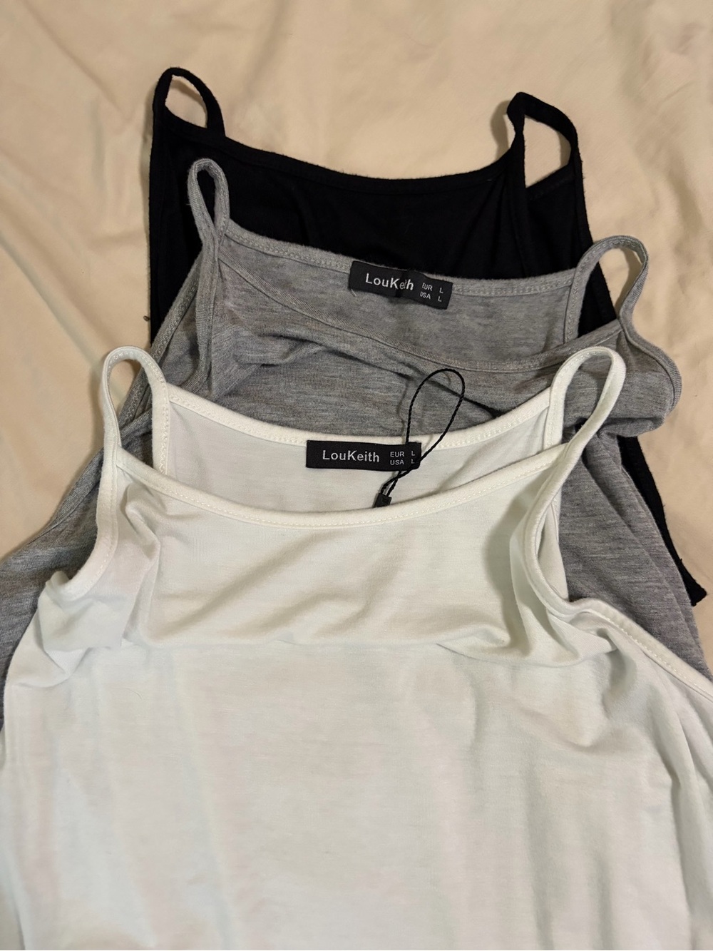 Women’s 3-Pack Spaghetti Strap Camisoles — White, Gray, Black